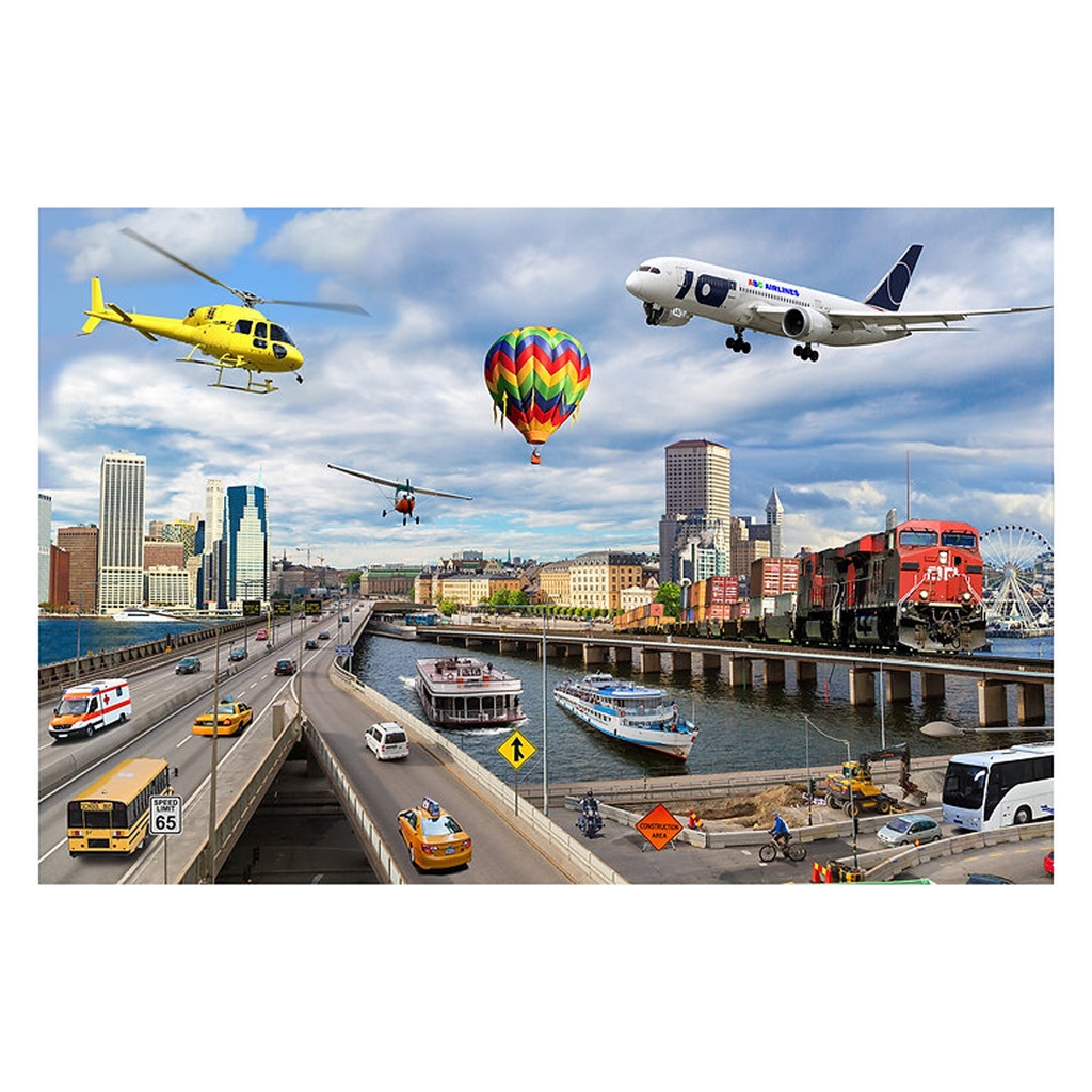 On-the-Go Transportation Jumbo Photographic Floor Puzzle