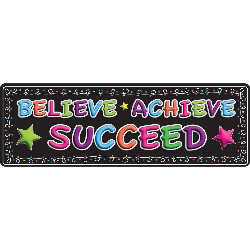 Believe, Achieve, Succeed, Chalk Loops Mat Runner 15.5" x 47"