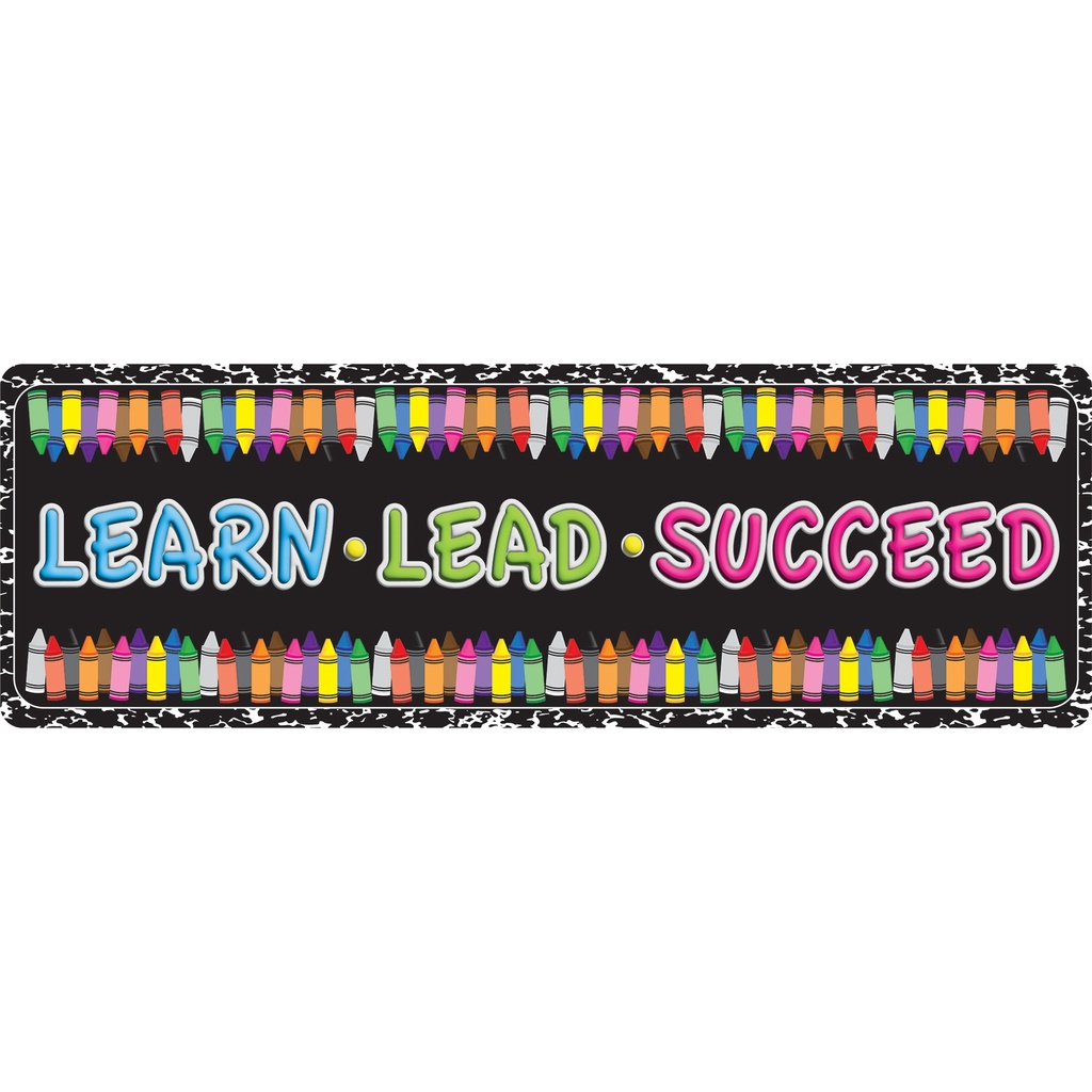 Learn, Lead, Succeed, Crayon Composition Mat Runner 15.5" x 47"