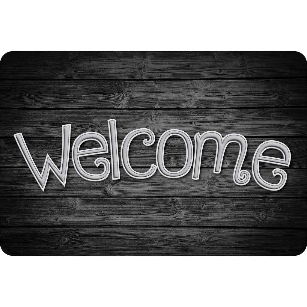 Black Wood Welcome Mat 15.5" x 23.5"