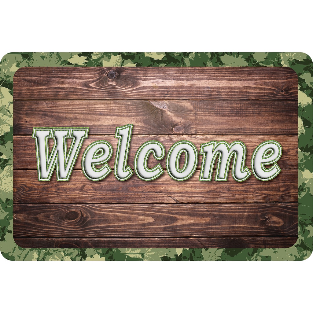 Camo Wood Welcome Mat 15.5" x 23.5"