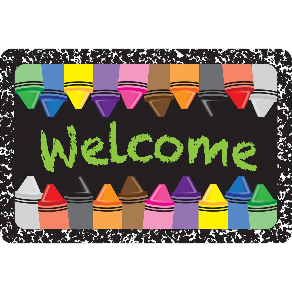 Welcome Crayons Composition Welcome Mat 15.5" x 23.5"