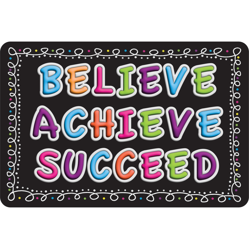 Believe, Achieve, Succeed, Chalk Loops Welcome Mat 15.5" x 23.5"