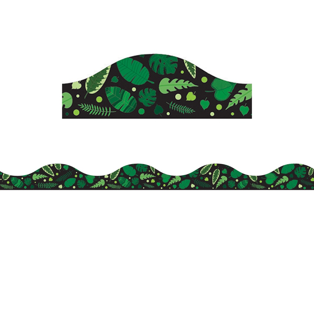 Greenery on Black Magnetic Scallop Border 12'