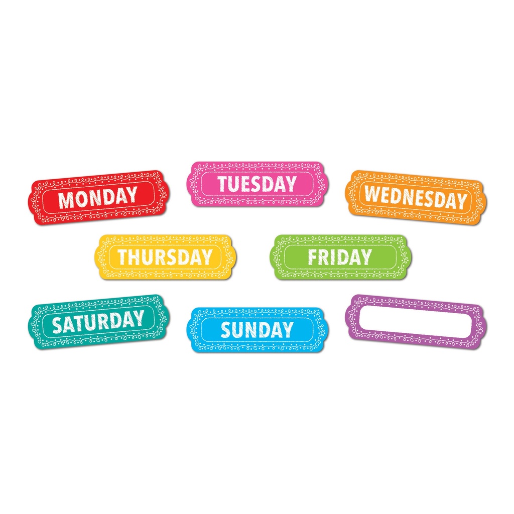 Chalk Loops Days of the Week Magnetic Die-Cut Timesavers & Labels 8 Pieces