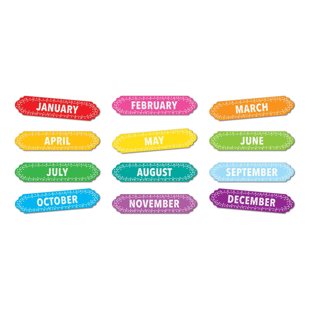 Chalk Loops Months of the Year Magnetic Die-Cut Timesavers & Labels 12 Pieces