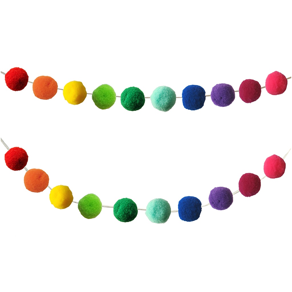 Rainbow Pom-Pom Garland 12' Pack of 2