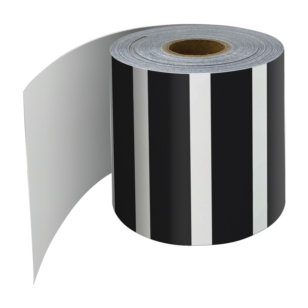 Black and White Vertical Stripes Rolled Straight Border 65 Feet