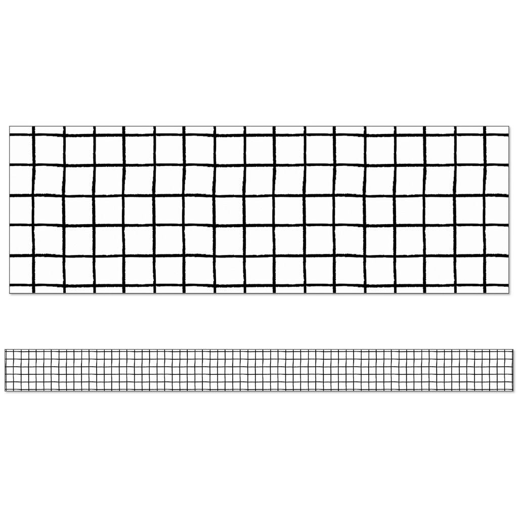 Creatively Inspired Black & White Grid Straight Borders 36 Feet