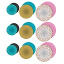 Confetti Hanging Paper Fans 9ct