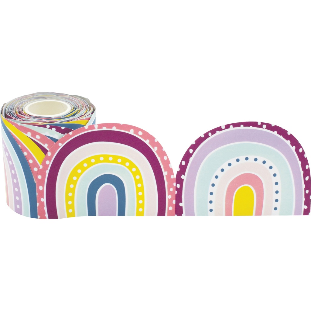 Oh Happy Day Rainbows Die-Cut Rolled Border Trim