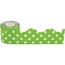 Lime Polka Dots Scalloped Rolled Border Trim