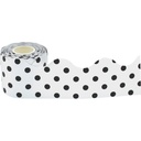 Black Polka Dots on White Scalloped Rolled Border Trim