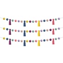 Pom-Poms and Tassels Garland Pack of 3