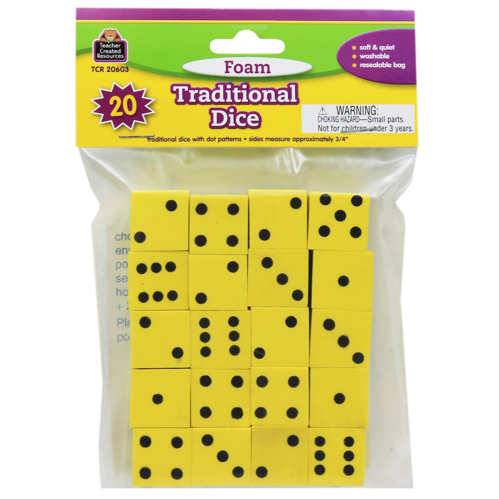 0.75" Foam Traditional Dice Pack of 20