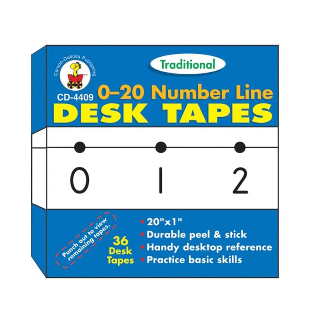 Traditional Desk Tape 0-20 Number Line Pack of 36