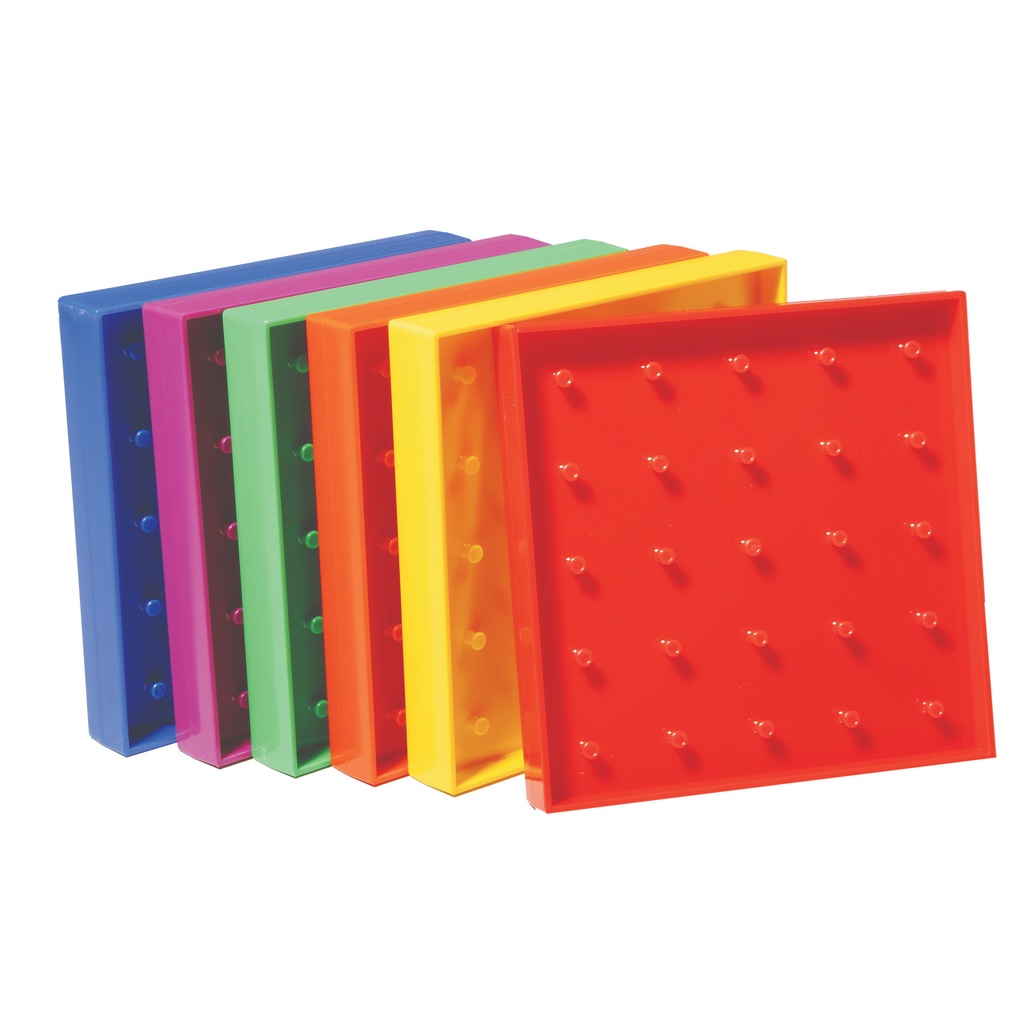 5 x 5 Grid / 12 Pin Circular Array Double-Sided Geoboard Set of 6