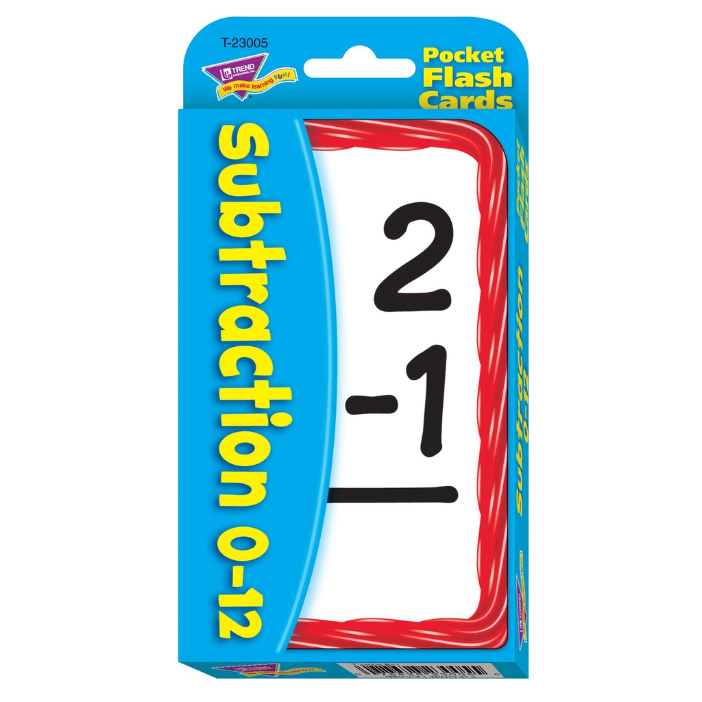 Subtraction 0-12 Pocket Flash Cards