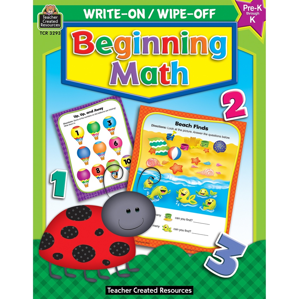 Beginning Math Write-On Wipe-Off Book Grade PK-K