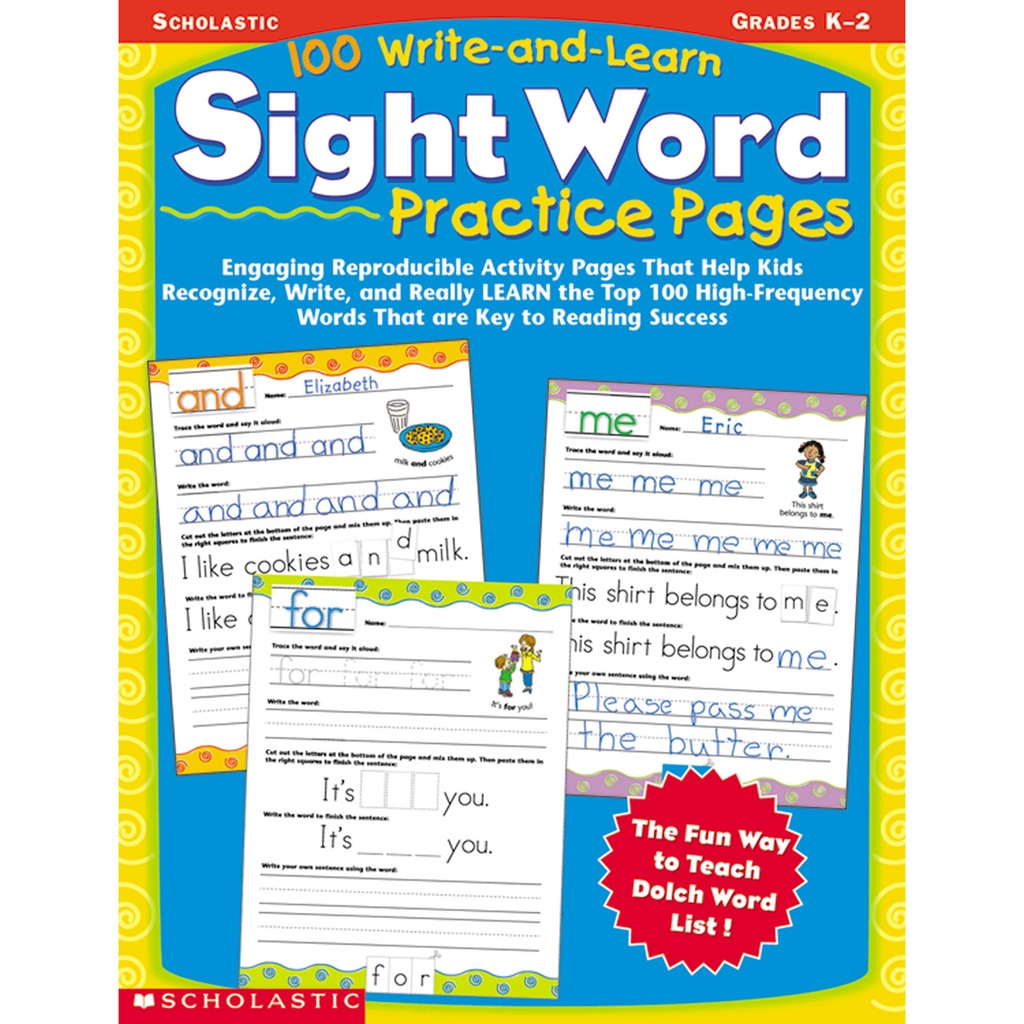 100 Write And Learn Sight Word Practice Pages Grades K-2