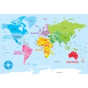 World Map 13" x 19" Learning Placemat Pack of 10