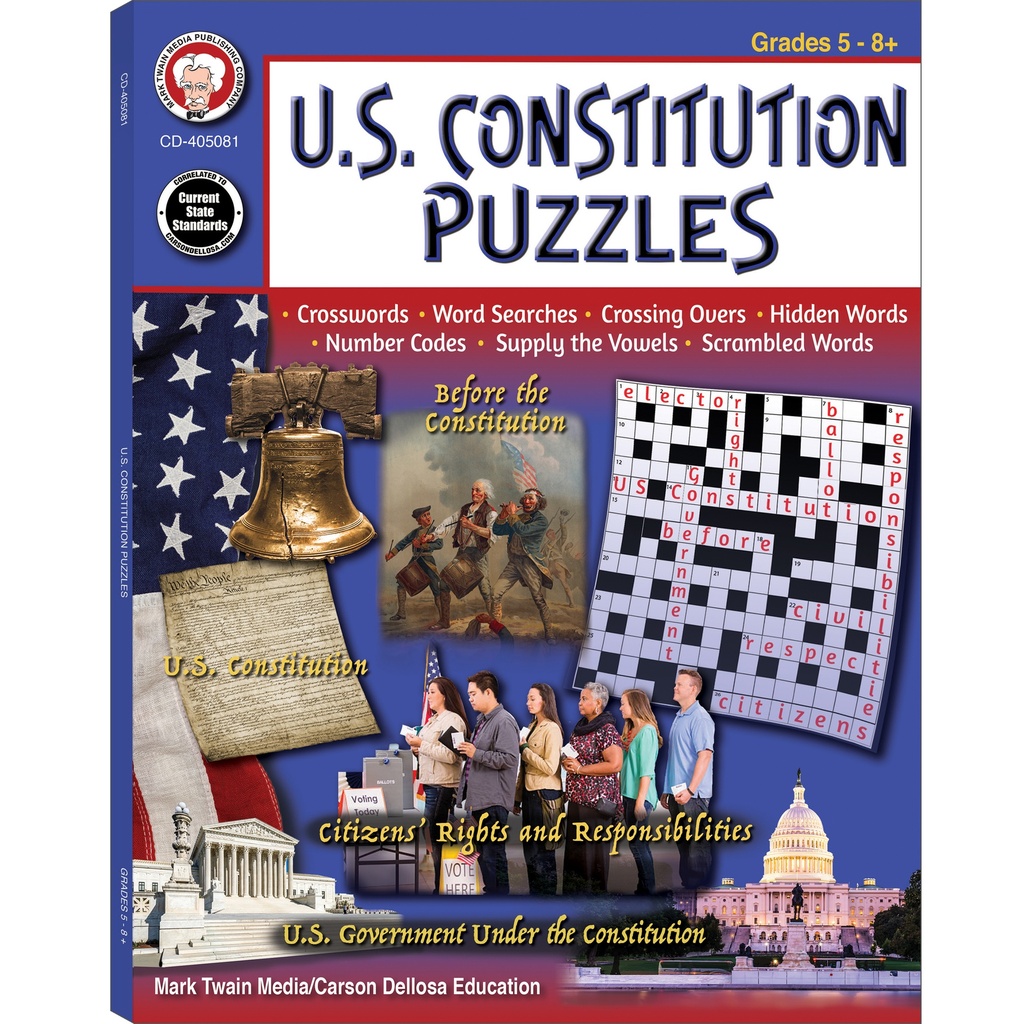 U.S. Constitution Puzzles Workbook Grades 5-12