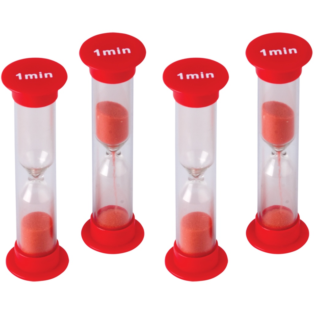 Red Small 1 Minute Sand Timers Pack of 4