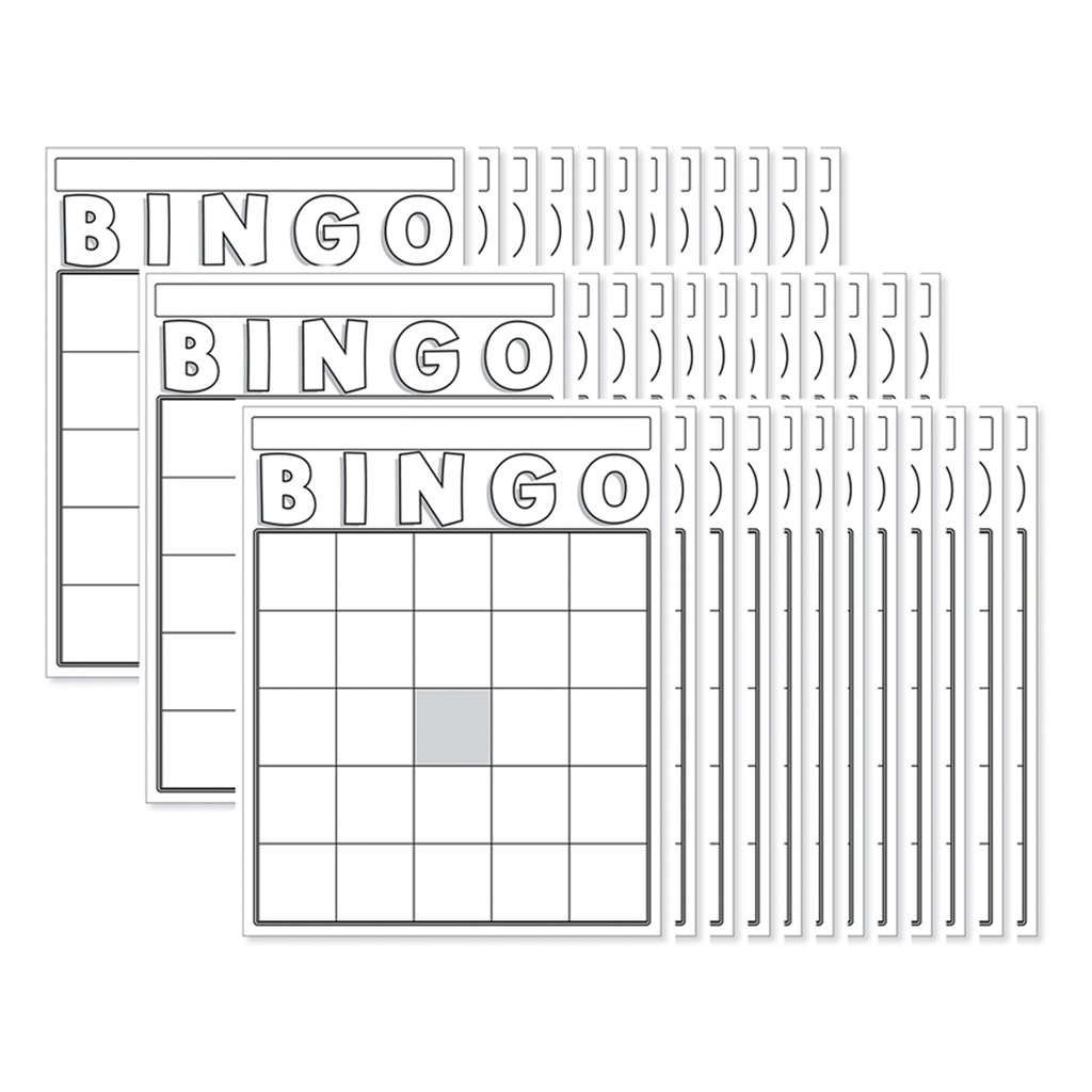 White 7 1/2" x 8 3/4" Blank Bingo Cards Pack of 36