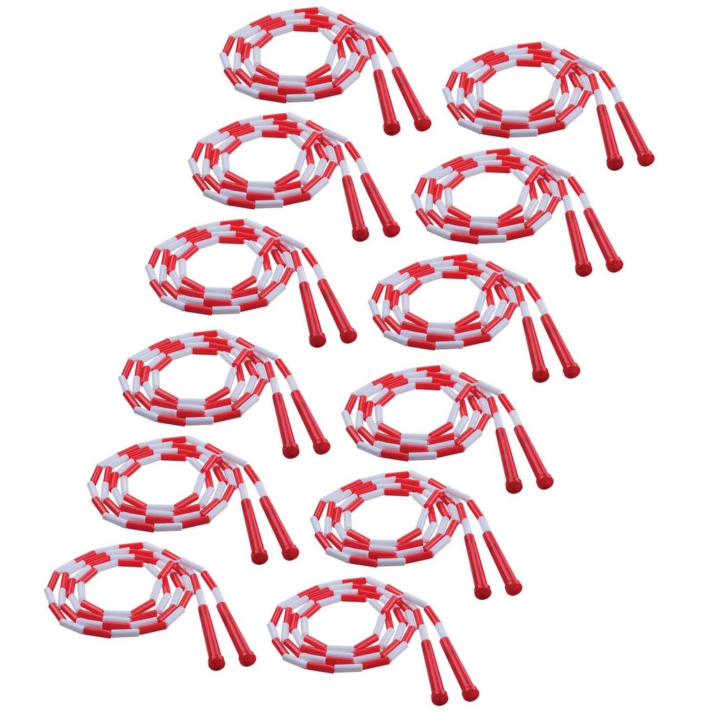 Red & White 7' Plastic Segmented Jump Ropes Pack of 12