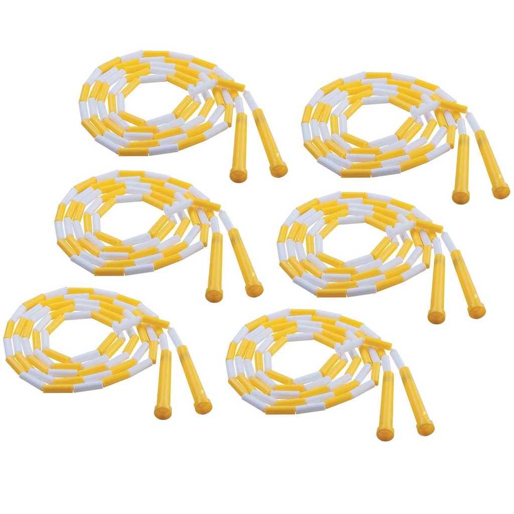 Yellow & White 8' Plastic Segmented Jump Ropes Pack of 6