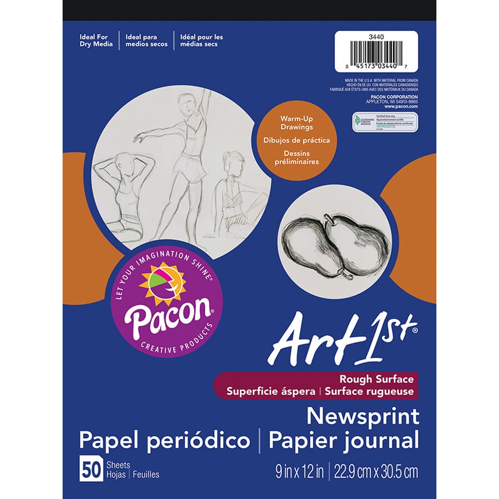 White 9" x 12" Newsprint Pad 50 Sheets