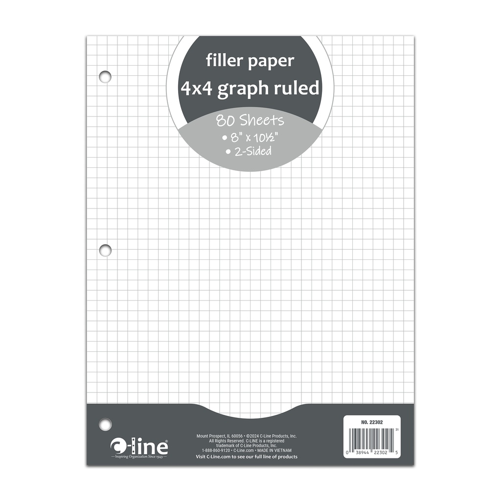 4 x 4 Graph Ruled Filler Paper 80 Sheets