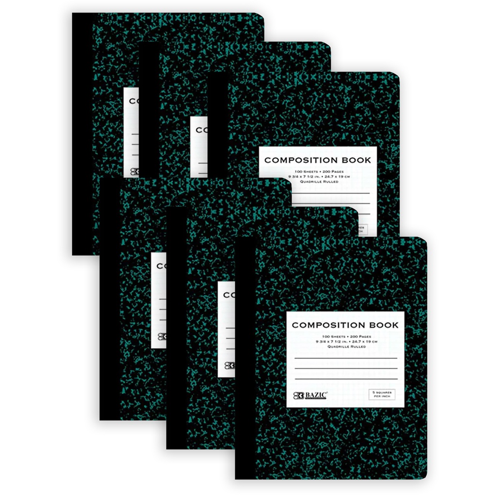 5-1" Quad-Ruled Marble Premium Composition Books Pack of 6