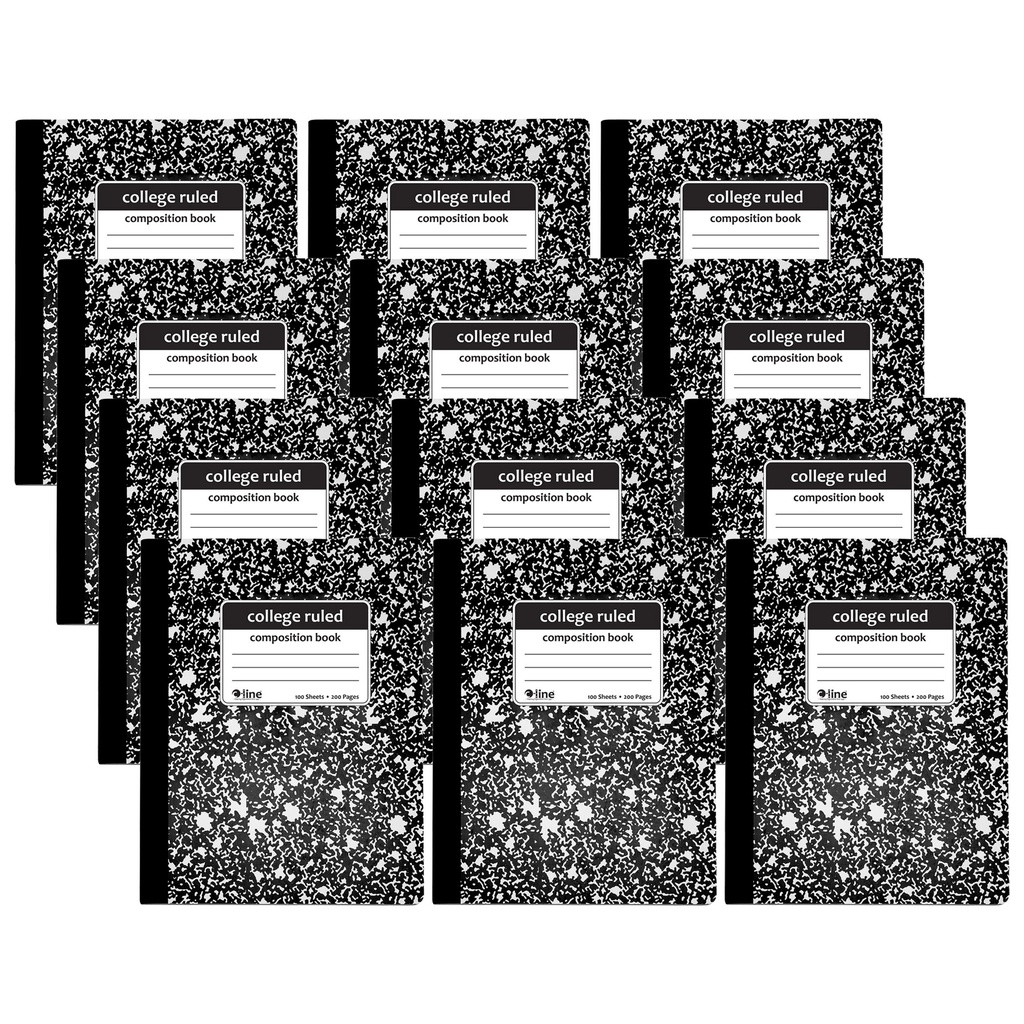 College Ruled Black Marble Composition Notebooks Pack of 12