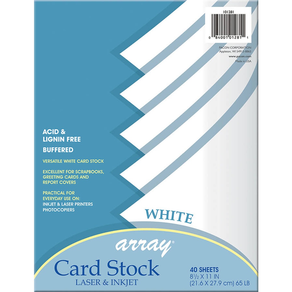 White 8 1/2" x 11" Card Stock 40 Sheets