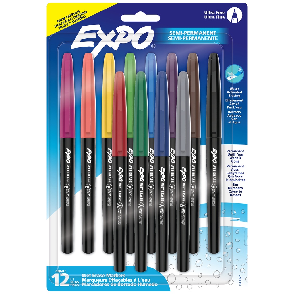 Assorted Ultra Fine Expo Wet Erase 12ct