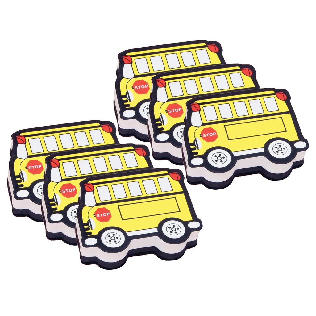 School Bus Magnetic Whiteboard Erasers 6ct