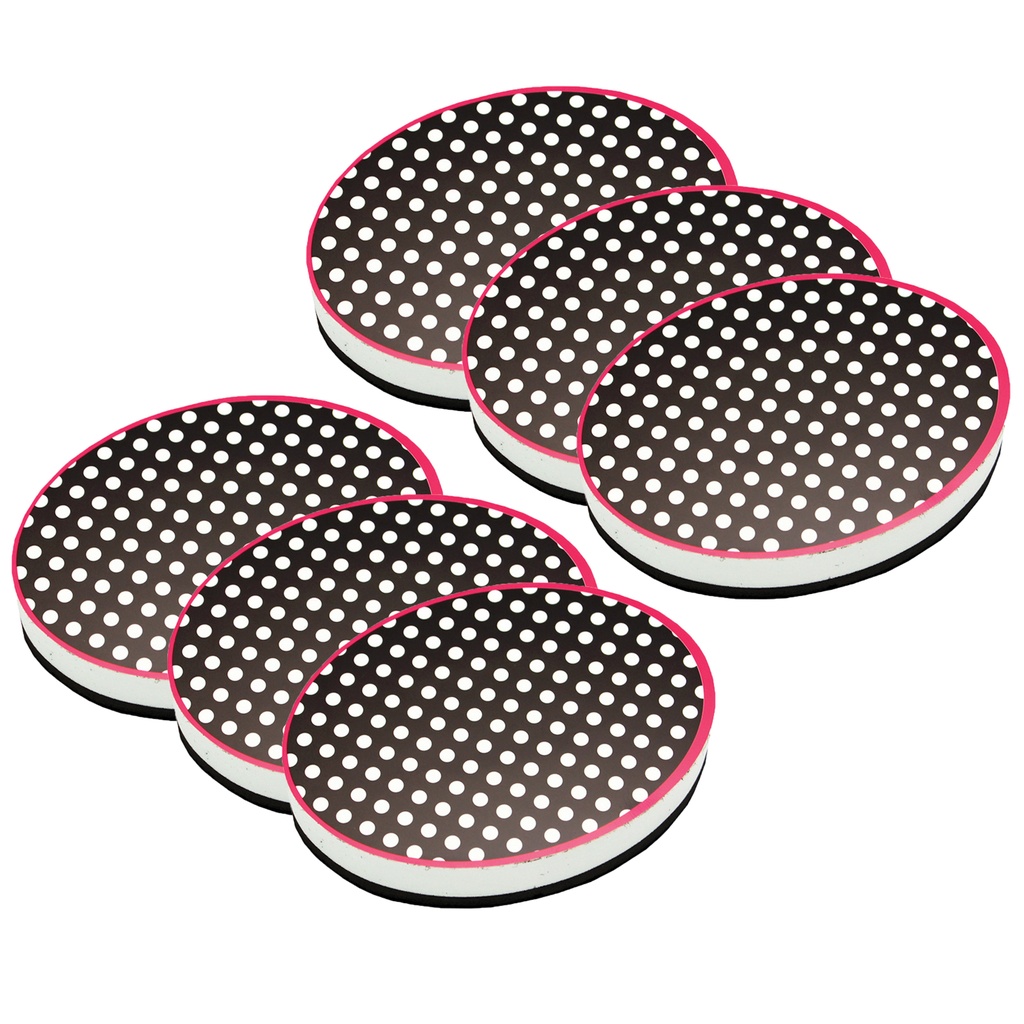 Black & White Dots Magnetic Whiteboard Erasers 6ct