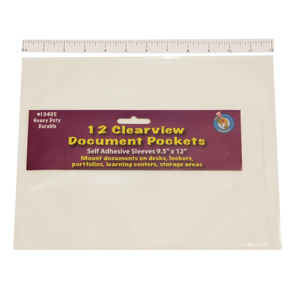 Clear View Self-Adhesive Document Pockets 9" x 12" 12ct