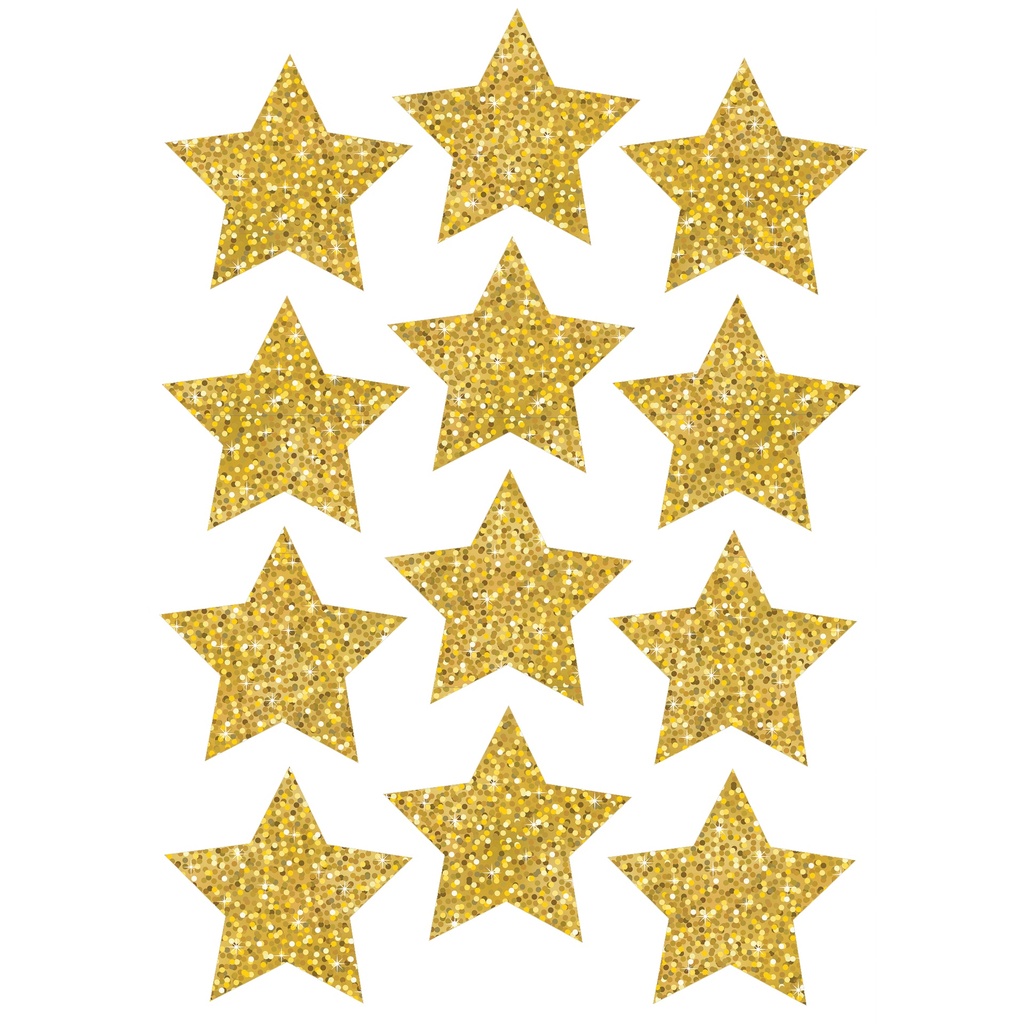 3" Gold Sparkle Stars Die-Cut Magnets Pack of 12