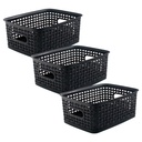 Small Black Plastic Weave Bins 3ct