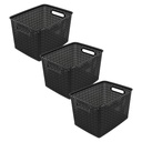 Large Black Plastic Weave Bins 3ct