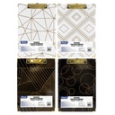 Assorted Geometric Design Clipboard with Gold Low Profile Clip 12.9" x 9"