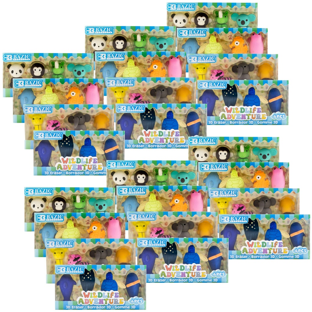 Wildlife Adventures 3D Eraser Set96ct