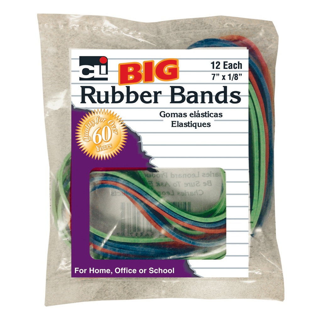 Big 7" x 1/8" Rubber Bands Pack of 12