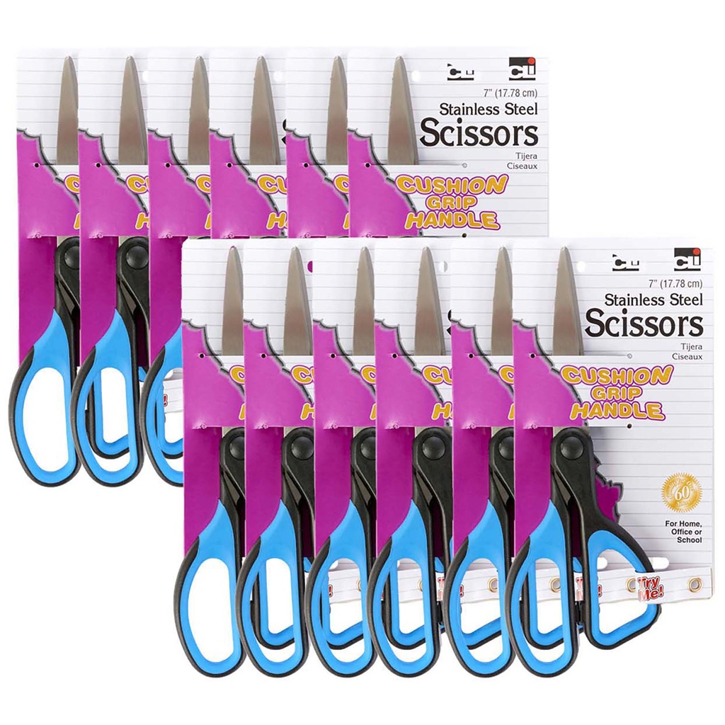 Cushion Grip Straight 7" Scissors Pack of 12