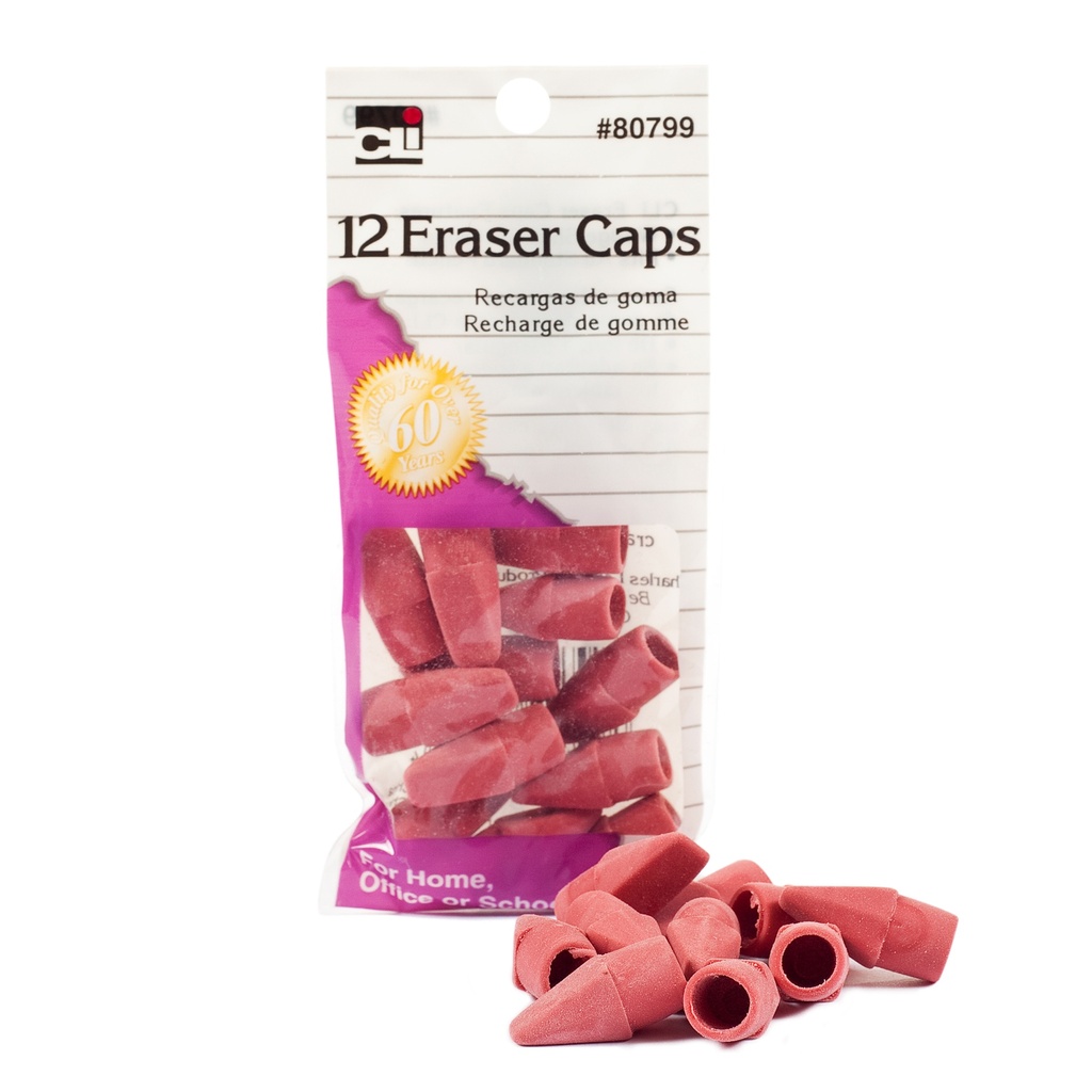 Pink Pencil Eraser Caps 12ct