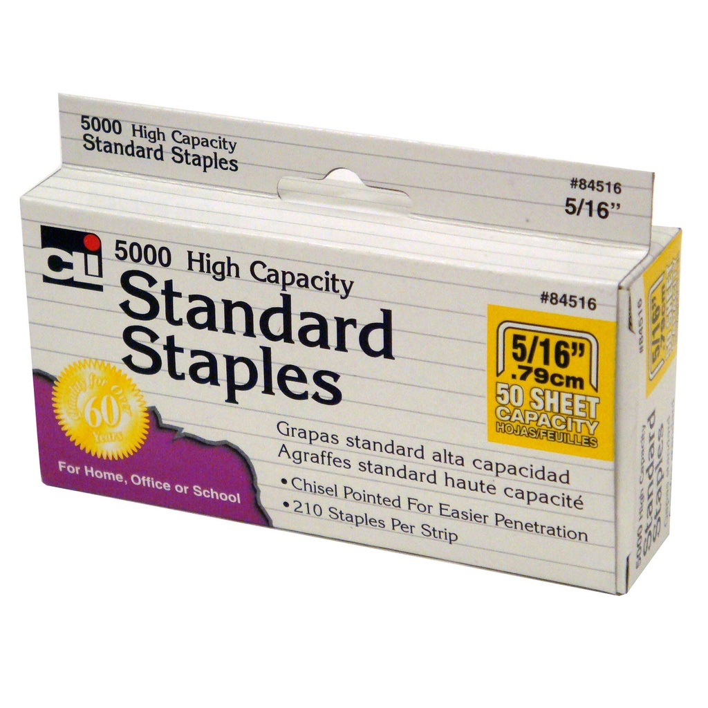 Silver 5/16 Inch High Capacity Standard Staples 5000/Box