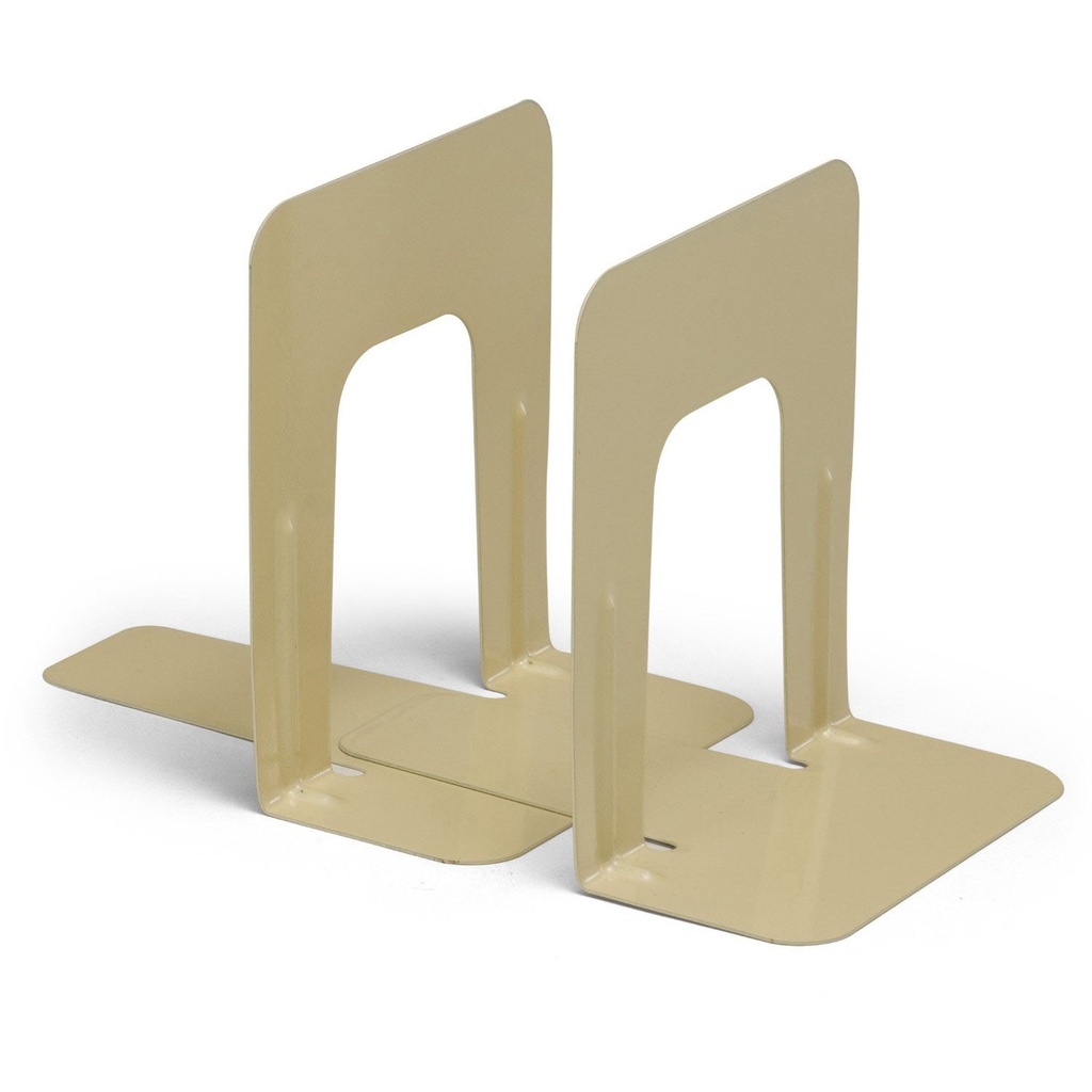 Tan 9" Steel Bookends with Non-Skid Base Pair