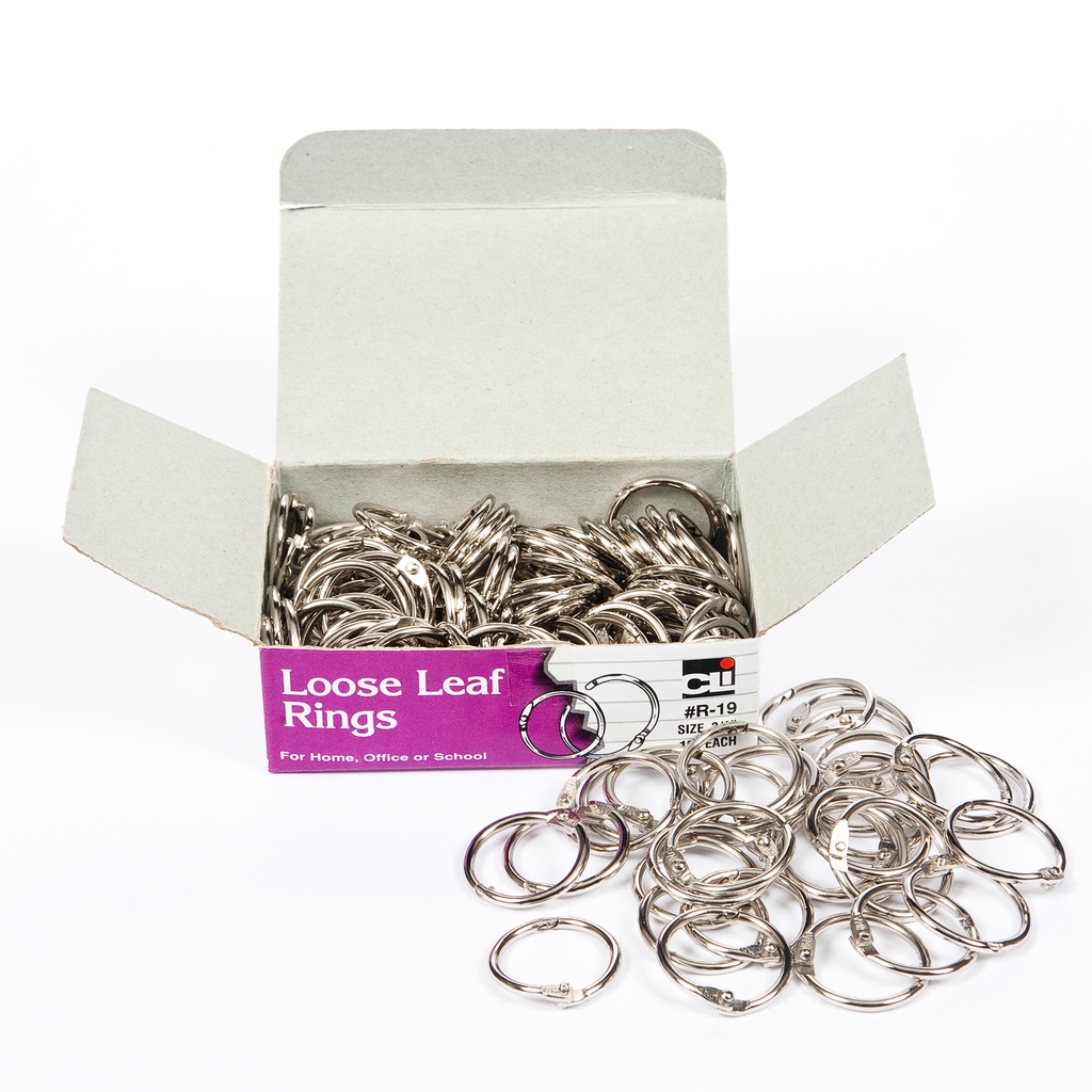 3/4 Inch Nickel Plated Loose Leaf Rings with Snap Closure 100/Box